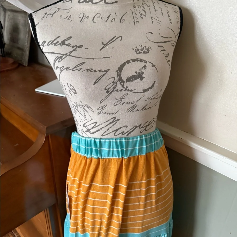 LuLaRoe Poppy Maxi Skirt - Blue and Orange NWT - Picture 10 of 10